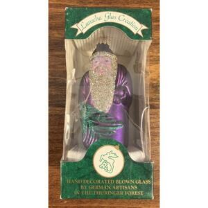 Lauscha Glas Creation Purple Santa Hanging Glass Ornament Glitter Germany